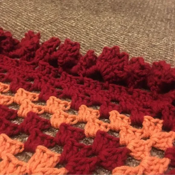 Vintage Hand Crocheted 3D Ruffle Edge Afghan - Picture 6 of 6